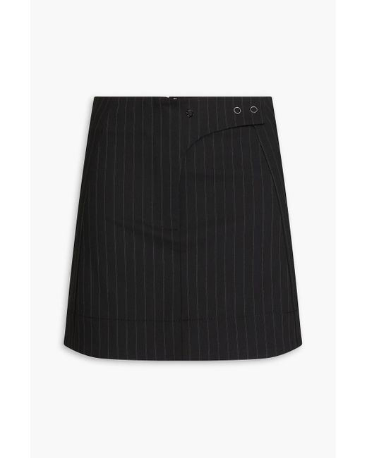 Ganni Black Pinstriped Twill Mini Skirt