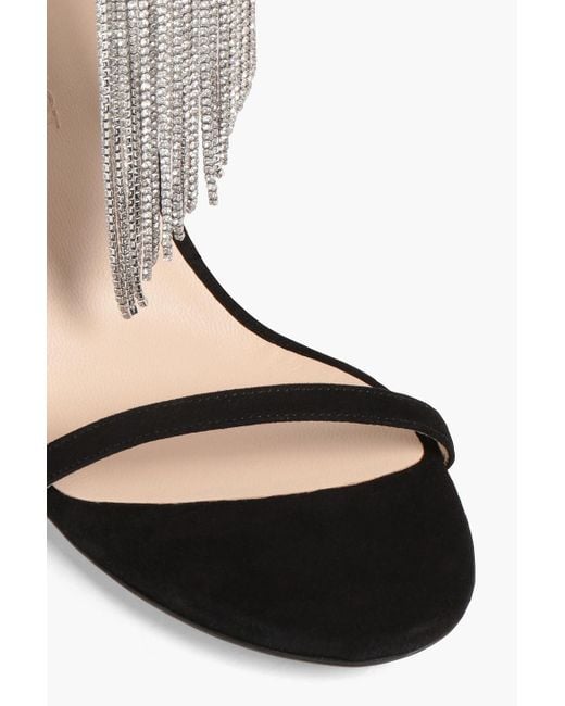 Claudie Pierlot White Ariane Crystal-embellished Suede Sandals