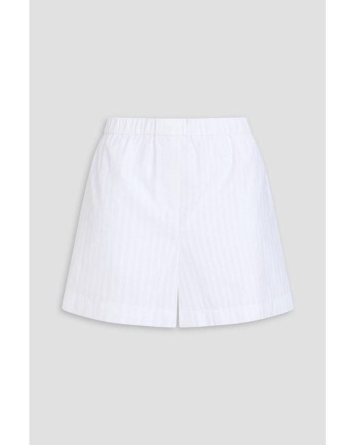 Theory White Striped Cotton-poplin Shorts