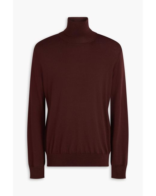Jil Sander Red Wool Turtleneck Sweater for men