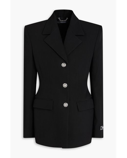 Versace Black Grain De Poure Wool Blazer