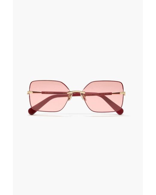 Zimmermann Pink Square-Frame Metal Sunglasses