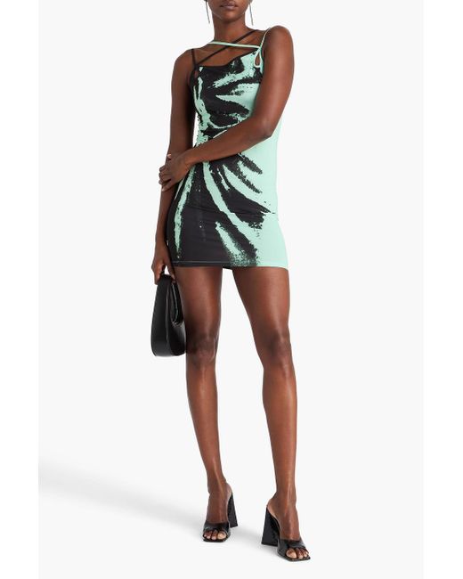 Ioannes Green Teardrop Printed Recycled Stretch-jersey Mini Dress