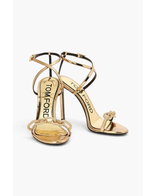 Tom Ford Metallic Crystal-Embellished Leather Sandals