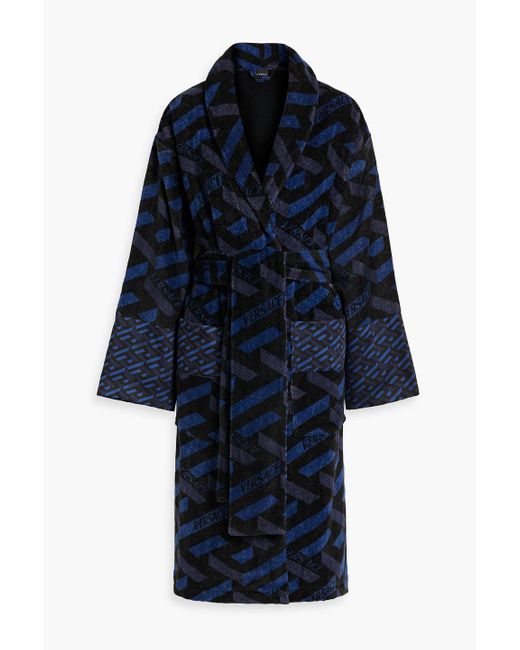 Versace Blue Printed Cotton-terry Robe