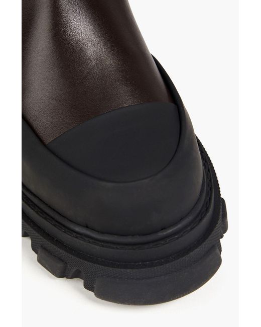 Ganni Black Grosgrain-trimmed Leather Boots