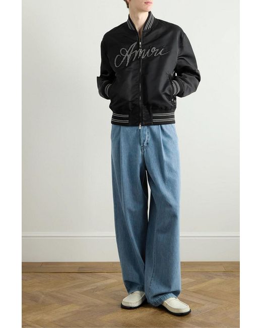 Amiri Black Logo-Appliquéd Padded Shell Bomber Jacket for men