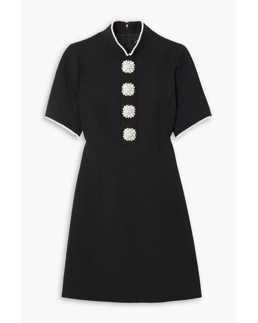 Andrew Gn Black Embellished Crepe Mini Dress