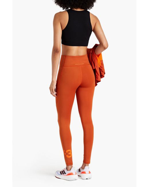 Y-3 Orange Bedruckte leggings aus stretch-jersey
