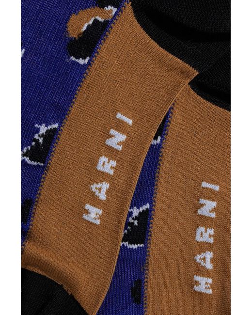 Marni Blue Cotton-blend Jacquard Socks
