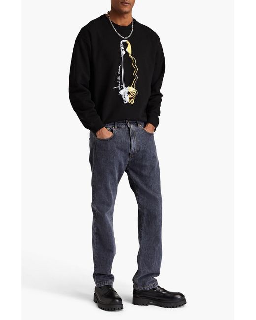 Versace Black Printed French Cotton-terry Sweatshirt for men