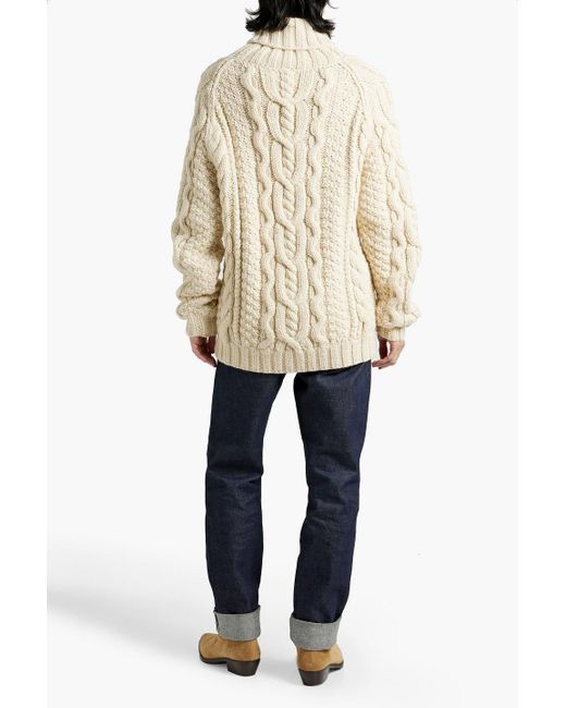 Dolce & Gabbana Natural Oversized Cable-knit Wool And Alpaca-blend Turtleneck Sweater for men