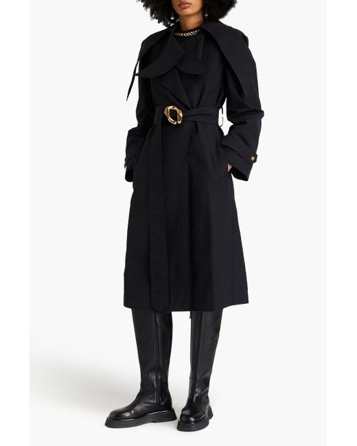 J.W. Anderson Black Trenchcoat aus faille aus einer baumwollmischung mit gürtel