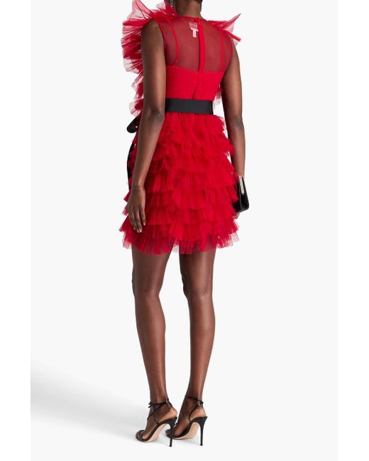 Huishan Zhang Gianna Tired Tulle Mini Dress
