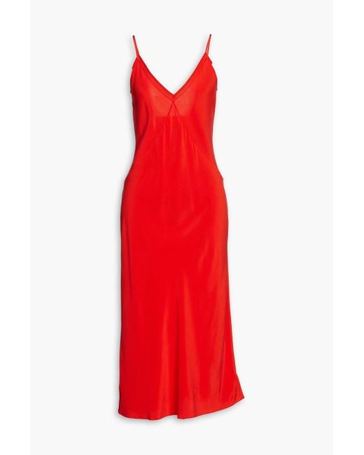 Equipment Silk Midi Slip Dress in Red Lyst