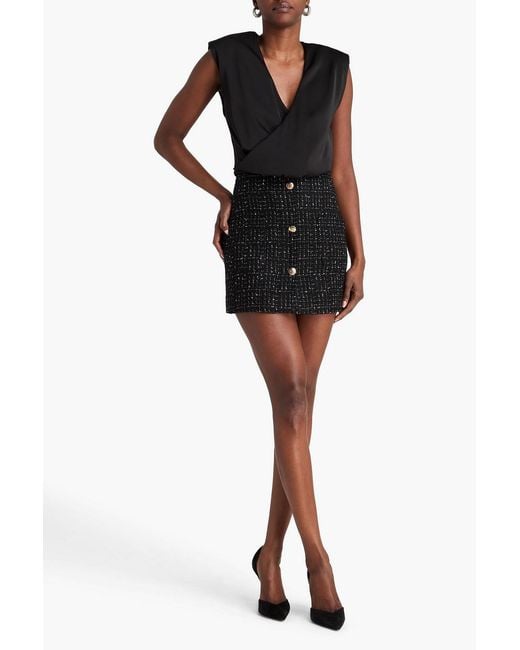 Anine Bing Black Mateo Metallic Bouclé-Tweed Mini Skirt