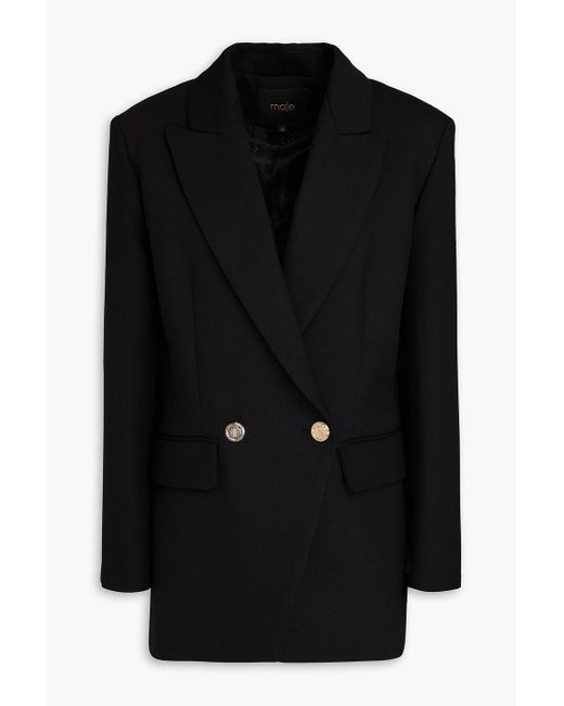 Maje Black Double-breasted Twill Blazer