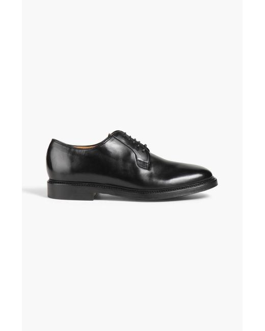Officine Generale Black Kim Glossed-leather Derby Shoes for men