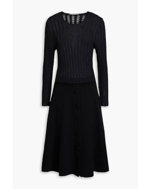 Dolce & Gabbana Black Ribbed And Crochet-knit Cashmere-blend Midi Dress