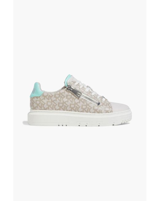 DKNY Multicolor Zip-detailed Logo-print Faux Leather Sneakers
