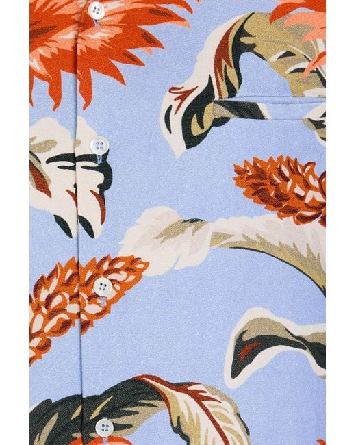 Maison Margiela Blue Printed Linen And Cotton-Blend Shirt for men
