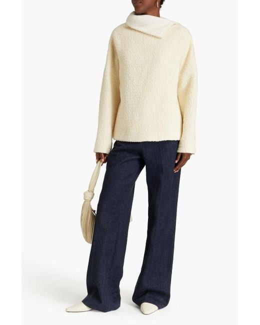LE17SEPTEMBRE Natural Wool And Cotton-blend Bouclé Turtleneck Top