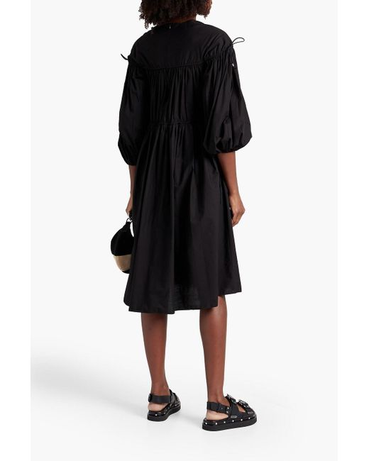 Rosetta Getty Black Gathered Cotton-poplin Dress