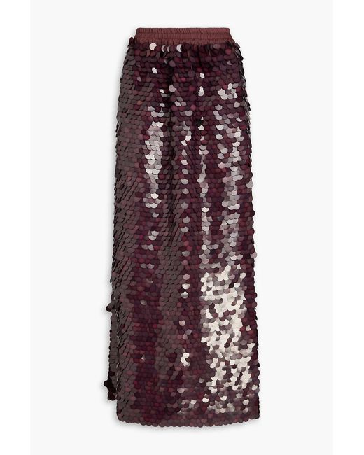 Zimmermann Purple Sequined Silk-Organza Maxi Skirt