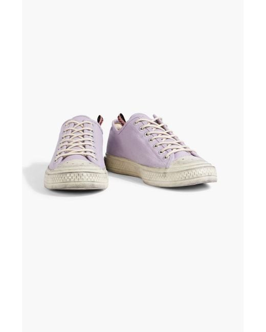 Acne Purple Ballow Tumbled Perforated Distressed Canvas Sneakers for men