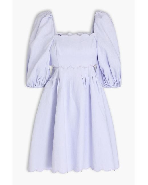 Zimmermann Purple Cutout Linen Mini Dress