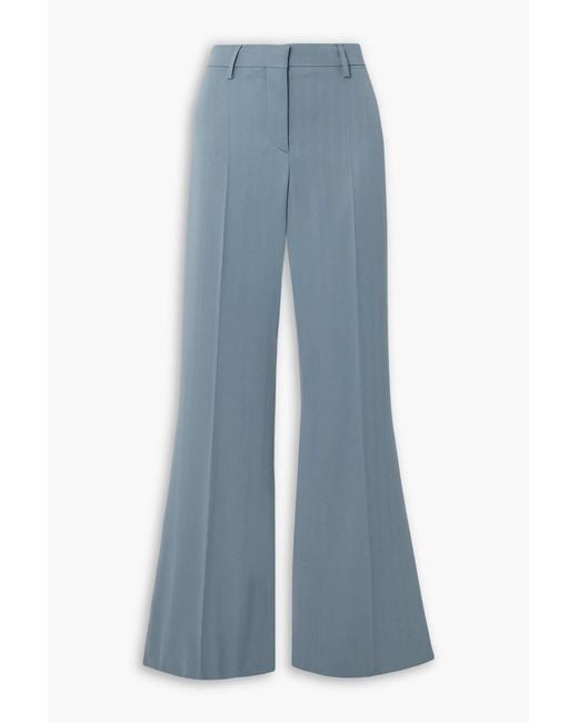 Stella McCartney Blue Pinstriped Wool-Blend Flared Pants