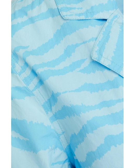 Ganni Blue Hemd aus baumwollpopeline mit tigerprint