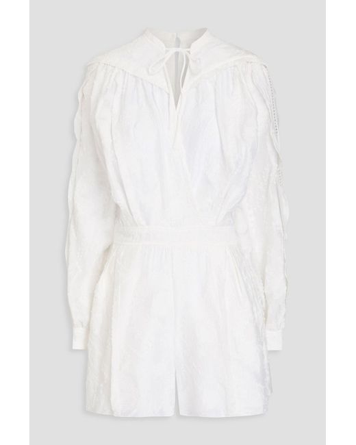 IRO White Wrap-effect Pleated Devoré Playsuit