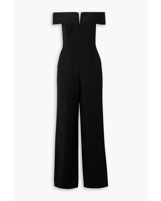 Roland Mouret Black Off-The-Shoulder Crepe Jumpsuit