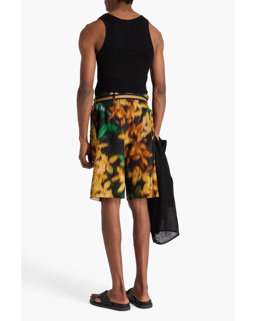 Dries Van Noten Bedruckte shorts aus crêpe mit tunnelzug und stickereien in Orange für Herren