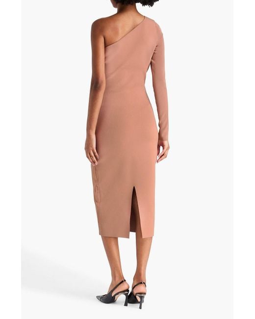 Victoria Beckham White Midikleid aus stretch-strick mit asymmetrischer schulterpartie