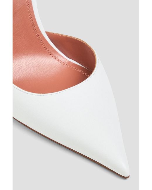 AMINA MUADDI White Ursina Crystal-embellished Leather Pumps