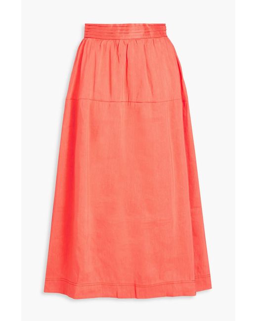Aje. Pink Shelley Linen-blend Midi Skirt