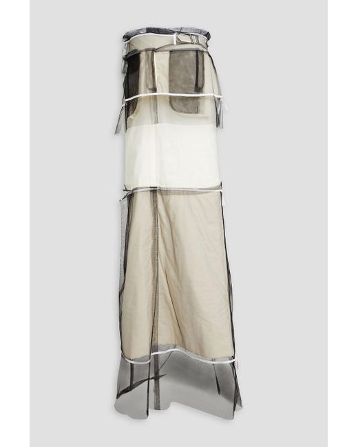 Maison Margiela Natural Strapless Cotton-canvas, Twill And Tulle Midi Dress