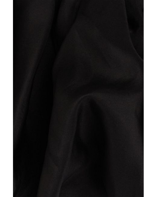 Aje. Black Rivieria Off-the-shoulder Cropped Silk-taffeta Top