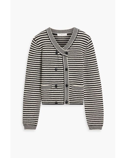 FRAME Black The Court Striped Cotton-Blend Cardigan