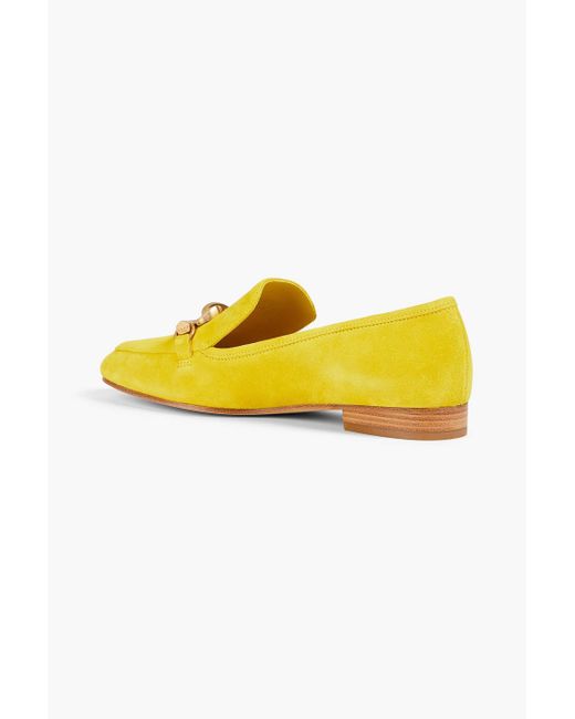Tory Burch Yellow Jessa Embellished Suede Loafers