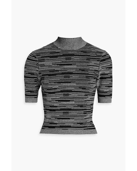 Autumn Cashmere Black Jacquard-Knit Turtleneck Top