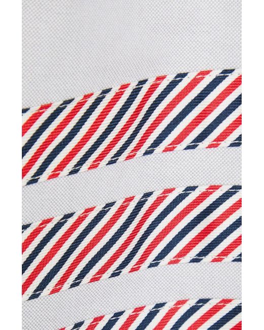 Thom Browne White Appliquéd Striped Cotton Oxford Shirt
