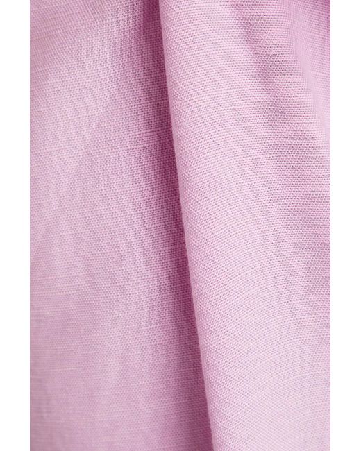 Onia Pink Linen-blend Wide-leg Pants