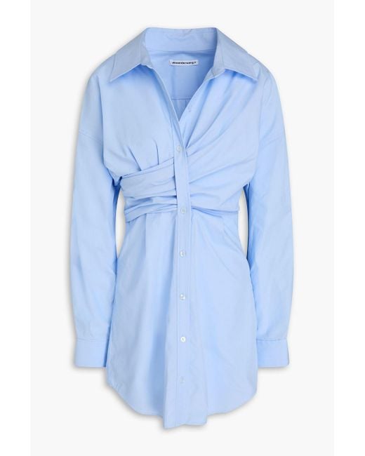 ワンピース Alexander Wang Poplin Mini Shirtdress T By Alexander Wang Cotton-poplin Mini Shirt Dress in Blue