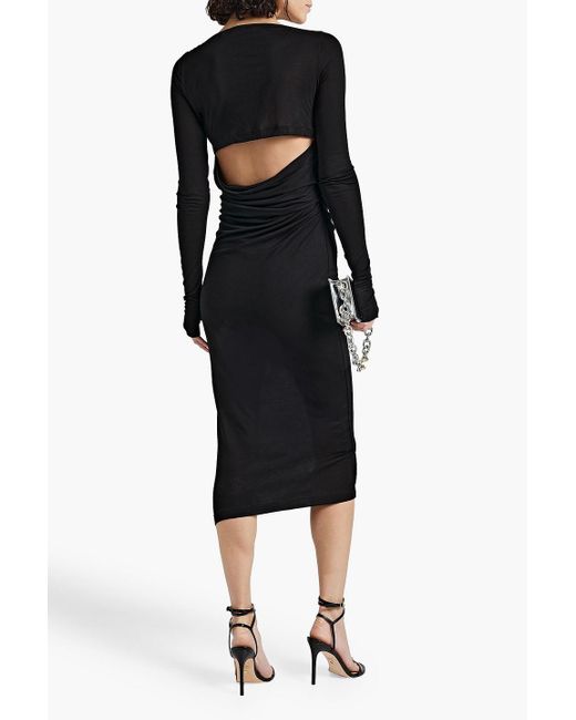 Helmut Lang Black Cutout Jersey Midi Dress