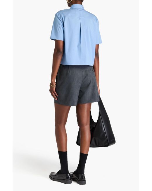 Theory Blue Cotton-Blend Poplin Shirt