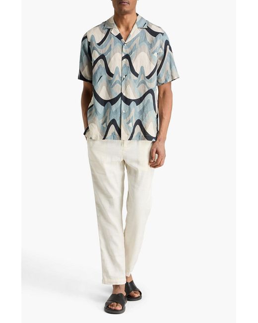 Frescobol Carioca Gray Roberto Printed Linen Shirt for men