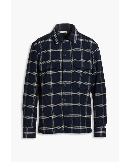Sandro Blue Checked Cotton And Wool-blend Twill Shirt for men